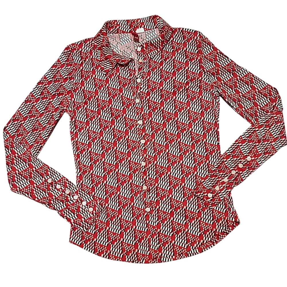 Divided orange patterned shirt